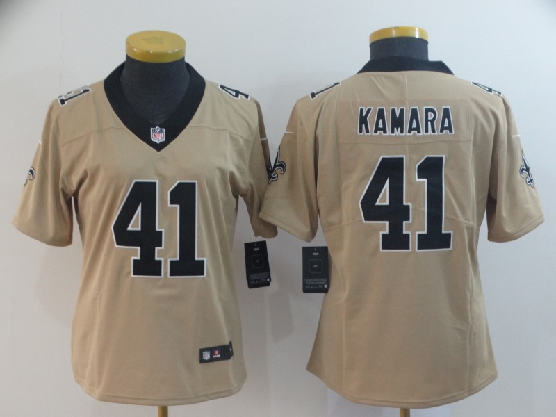 Women New Nike New Orleans Saints #41 Kamara yellow Limited Jersey->women nfl jersey->Women Jersey